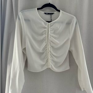 Zara Cream Ruched Blouse